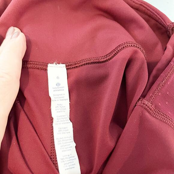 Lululemon Wunder Under Body Con Crop Leggings Deep Rouge Burgundy Red 6 - Picture 3 of 9